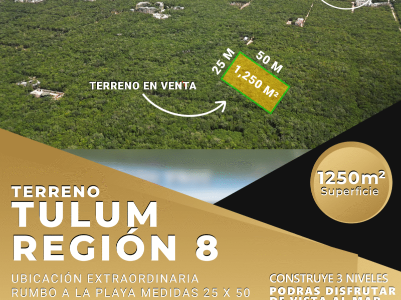 Terreno Región 8 Tulum QROO 1,250 m²